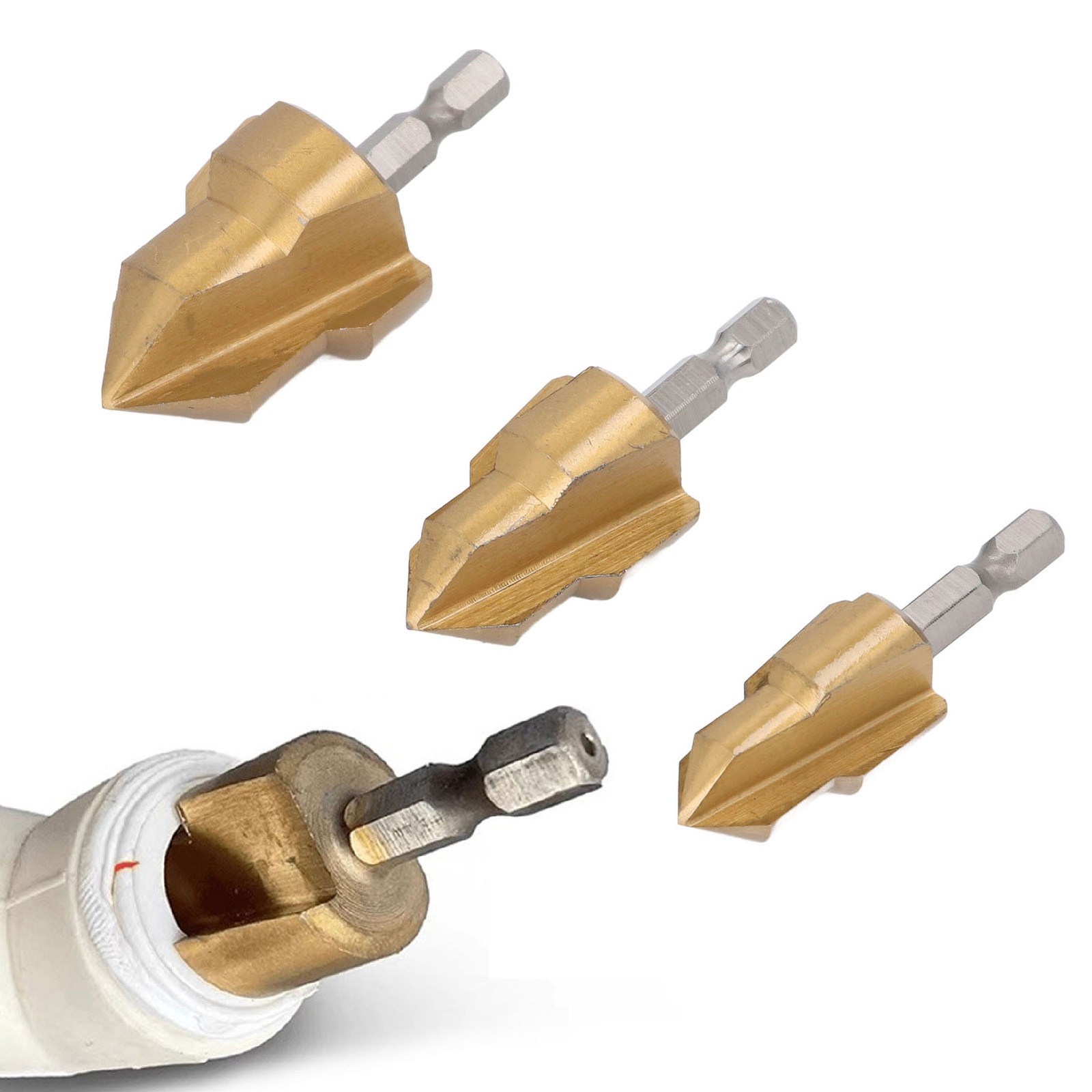 3PCS Set Pipe Reaming Set Hex Shank PPR Steel Pipe Reamer ♡