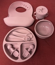 FOR CHARITY: Silicone Baby Feeding Set Baby Dishes with Suction and Utensils