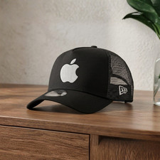 Apple Premium Minimal Embroidered Trucker Hat Adjustable Mesh Cap Clean