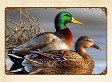 Mallard Ducks Birds Animal Metal Tin Sign Garage Shop Wall Decor 8x12