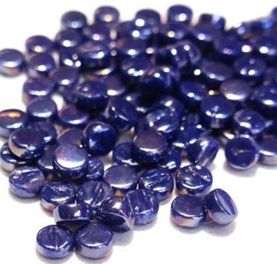 Pearlized Royal Blue 8 mm Round Recycled Glass Mosaic Tiles - 4 mm - 50 Tiles