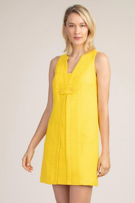 New Trina Turk Lemon Yellow Torch Shift Dress US 2