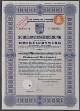Freistaat Mecklenburg-Schwerin 1929 8 % Anleihe 1000 RM NL-Steuerstempel