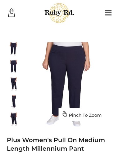 Ruby Rd Women's Medium Length Plus Millennium Pull On Pants14690 XF Navy Size22W - Picture 6 of 6