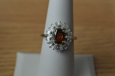 2,00ct Ceylon Hessonit Granat / Multigem Ring Rhodium über Feinsilber Größe 7