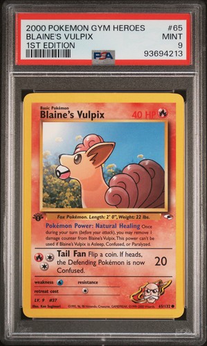 Blaine's Vulpix (1st Edition) graded PSA 9 for sale on eBay