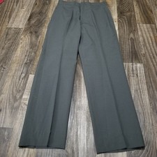 Vintage Military Trousers Mens 29-32 Green Tropical Poly Wool Pants 70s USA