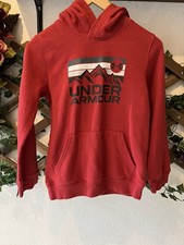 Under Armour Youth Medium Hoodie Red Mountain Logo Pullover YMD Fleece
