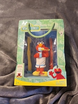 Sesame Street Elmo Healthy Smiles Toothbrush Holder & 2 Toothbrushes Vintage