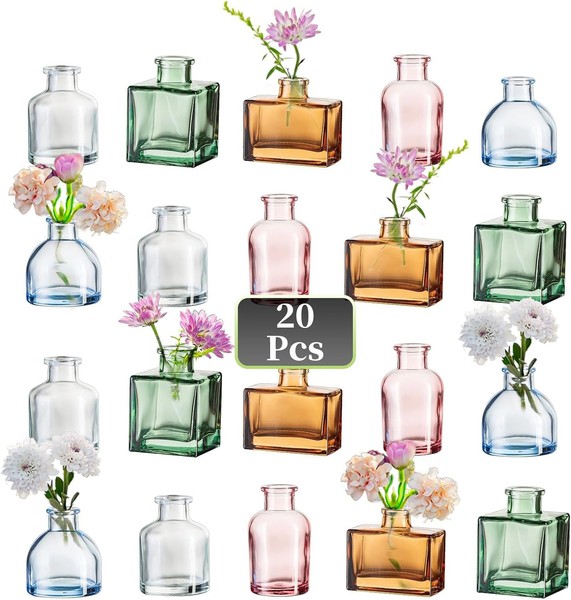 Vasen Set 20Er Bunt Glas Mini Tischdeko Hochzeitsdeko Party Deko 20 StüCk-image