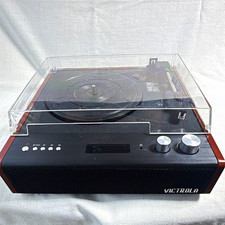 Victrola VTA-72-BAM Bluetooth 3-Speed Turntable AM/FM Stereo RCA Brown/Black