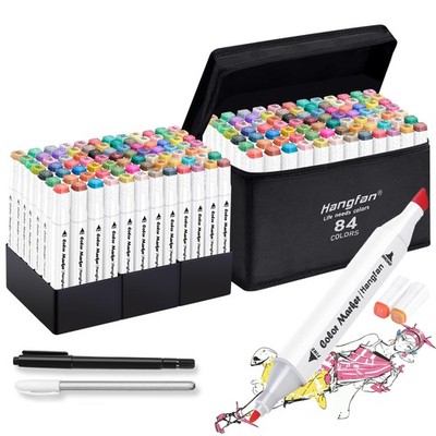 Art Markers, 84 Colors Alcohol Based Ink Broad&Fine Dual Tip Permanent Marker...