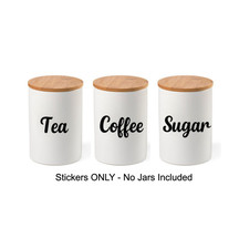 1 x Tea Coffee Sugar Vinyl Stickers for Canisters Jars Kitchen Pantry
