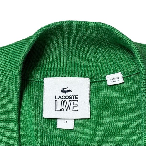 Lacoste Live V-Neck Emblem Blazon Patch Sweater Green Size 38 - M - Picture 9 of 13