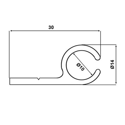 (6 /m) Kederschiene 1m Aluminium eloxiert E6/EV1 14x30mm Zeltkeder 7,5-8,5mm 0°