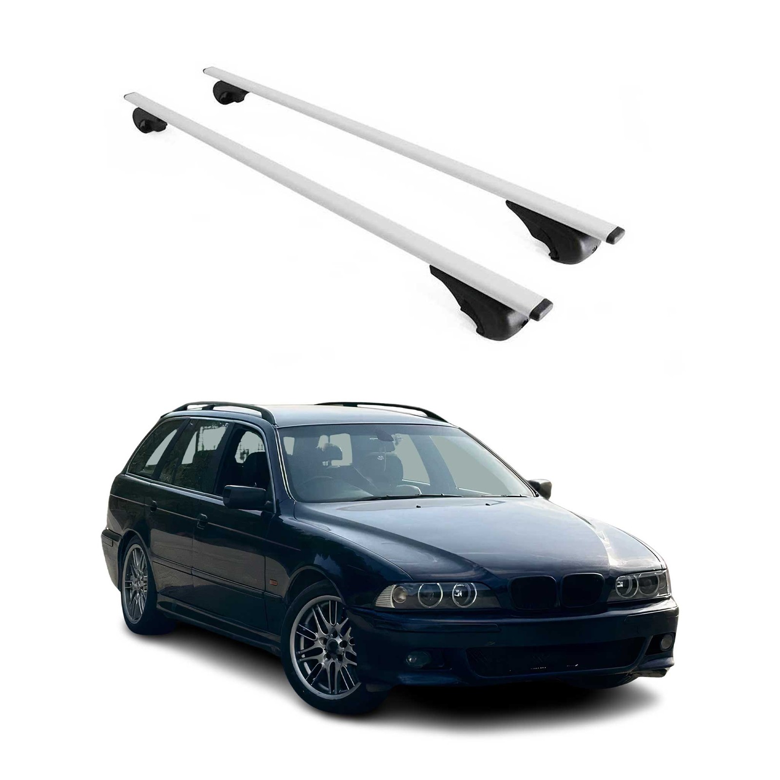 Barres de toit transversales BMW Série 5 E39 Break 1997-2004 fer argent