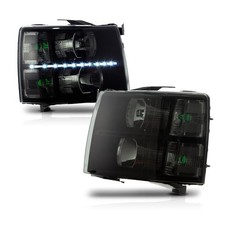 LED DRL Strip Headlights For Chevy Silverado 1500 2500 3500 HD 07-14 Smoke Black