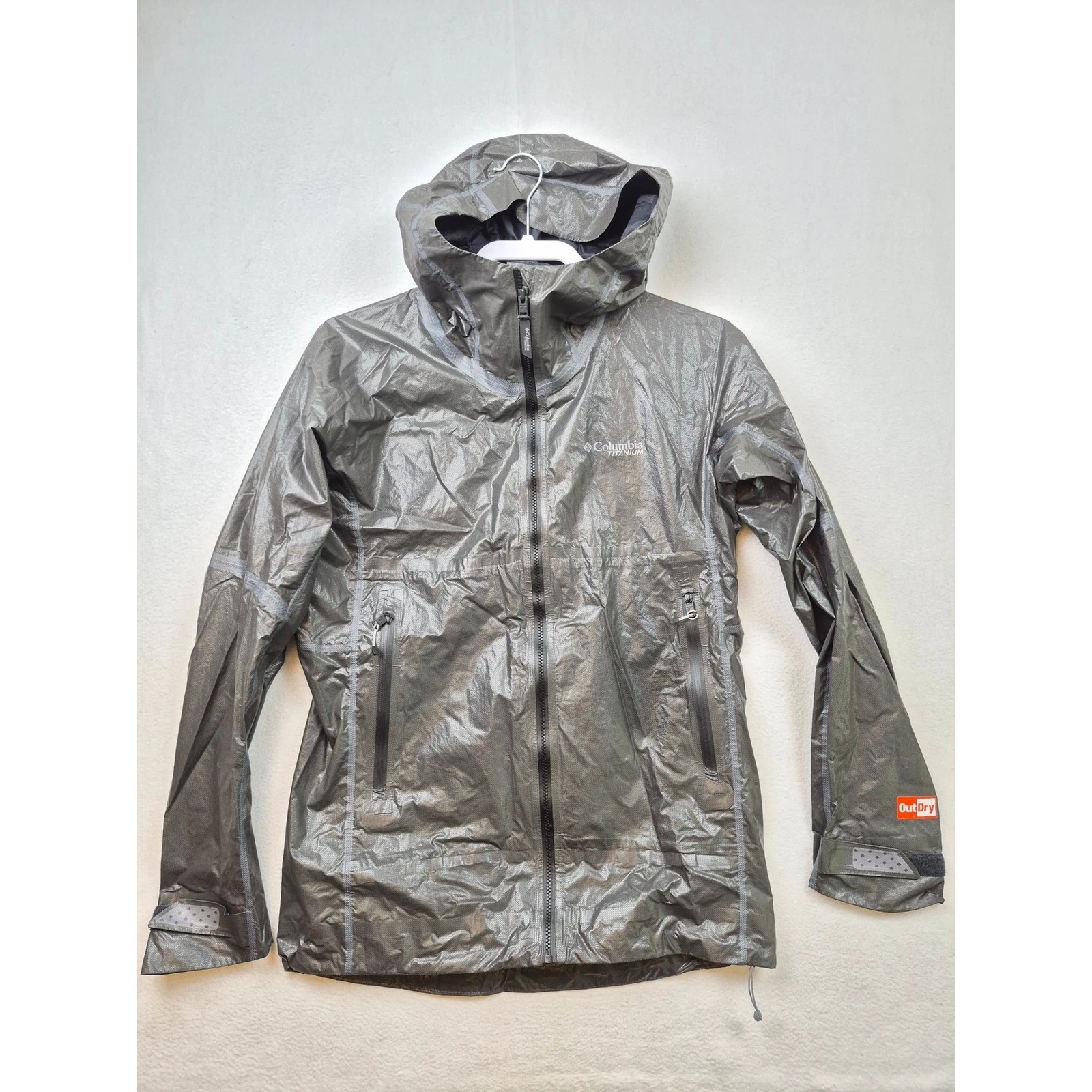 Columbia Titanium OutDry SHELL Rain Jacket Mens Small Gray Packable Waterproof