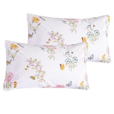Pillow Cases King Set of 2 100 Egyptian Cotton Butterfly Flowers Print 20"x36"