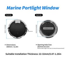 ‧12 Inch Round Inward Opening Porthole Smoky Grey Glass With Mesh Barrier UV