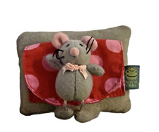 Gray Plush Tooth Fairy Pillow With Mouse 4  x3  