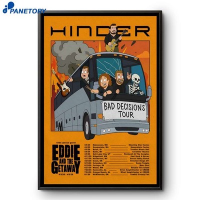 NEW Hinder Bad Decisions Shows 2026 Poster Home Decor, Wall Art, Fan Gift