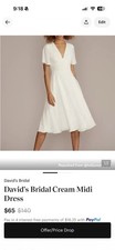 David's Bridal White Midi A-Line Dress Size 16 V-Neck Short Sleeves Keyhole Back