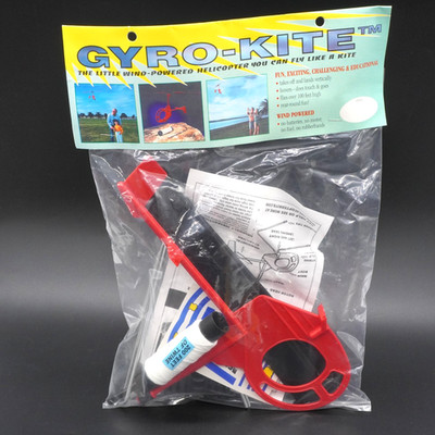 Gyro-Kite Vintage RED 1996 Wind Powered Gyroplane w/ Black Rotors- Sealed NOS