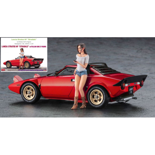 Lancia Stratos Hf Stradale W/Italian Girl's Fihure Kit 1:24 Hasegawa Kit Auto -D-image