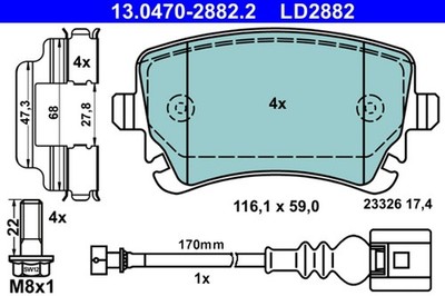 Bremsbelagsatz Scheibenbremse ATE Ceramic 13.0470-2882.2 für VW TRANSPORTER T5