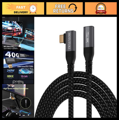 Right Angle USB C Extension Cable 6.6FT-Compatible with Thunderbolt 4& USB4, 40G