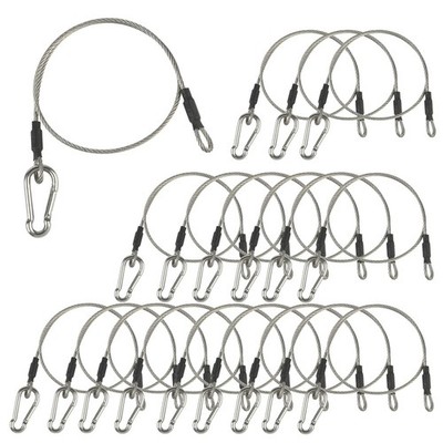 1/8'' Stage Light Cables 20 Pack, 2ft Safety Cables with Carabiner Lock for DJ...