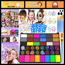 42 Colors Face Painting Kit - Water Activated, Non-Toxic, Easy Apply Remove, I
