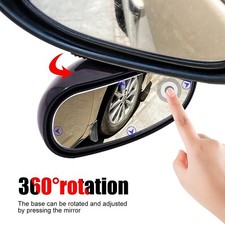 Wide Angle Convex Rear Side View Blind Spot Mirror 360° Rotation for Car SUV