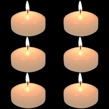 12 Pack 2 Inch White Floating Candles Bulk, Unscented Dripless Wax Wedding