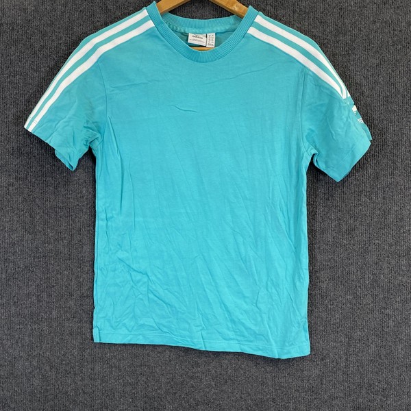 Adidas Shirt Womens 8 Blue Trefoil 3 Stripes T-Shirt Tee Sportswear Originals