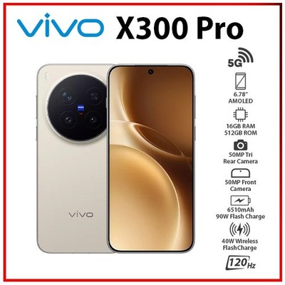 (New) VIVO X300 Pro 5G 16GB+512GB BROWN Dual SIM Unlocked Android Mobile Phone