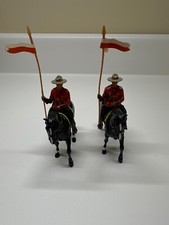 2 W. Britains Royal Canadian Mounted Police On Horseback/ Painted Metal H 3.25
