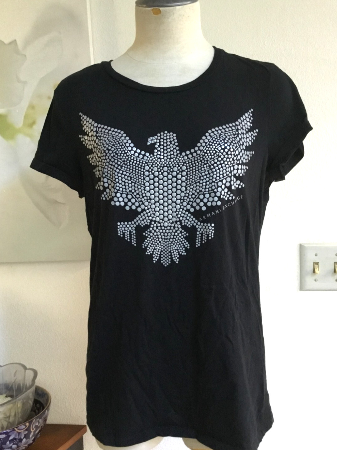 ARMANI EXCHANGE Women's  Basic Sequined  Eagle T-… - image 1