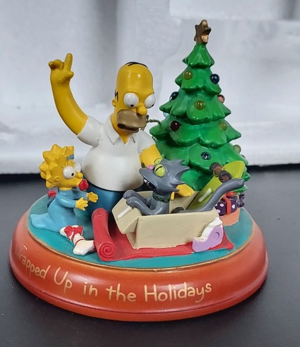 Simpsons Bradford Christmas Ornament Illuminated Homer Bart w/ Certification Set - Picture 12 of 19