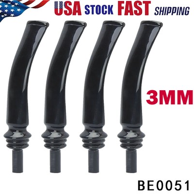 4pc Bent Curved Pipe Acrylic Stem Mouthpiece Replacement For Tobacco Pipe 3MM US