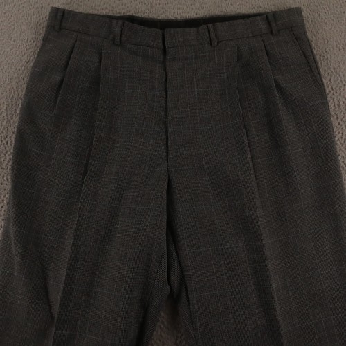 VTG Hopsack Pants Mens 40 Gray Prince of Wales Check Glen Plaid 100% Wool 40x29 - Picture 2 of 10