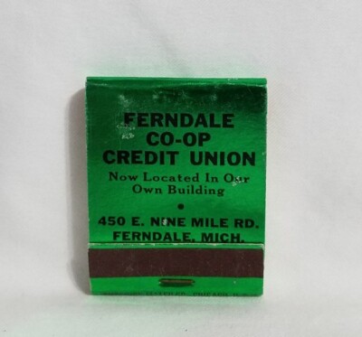 Vintage Ferndale Co-op Credit Union Bank Michigan Matchbook Advertising Full