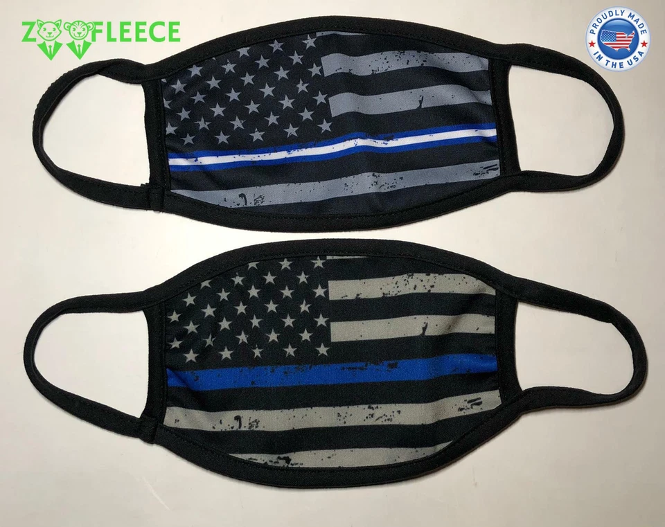 Police Blue Line Lives Matter America Flag Thin Face Mask Washable Safe Masks - Image 4 of 4