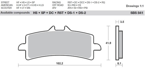 2 X Pastillas de freno delanteras SBS 841RST para Ducati 1100 Panigale -V4-V4S año 2018-2023 - Imagen 2 de 2