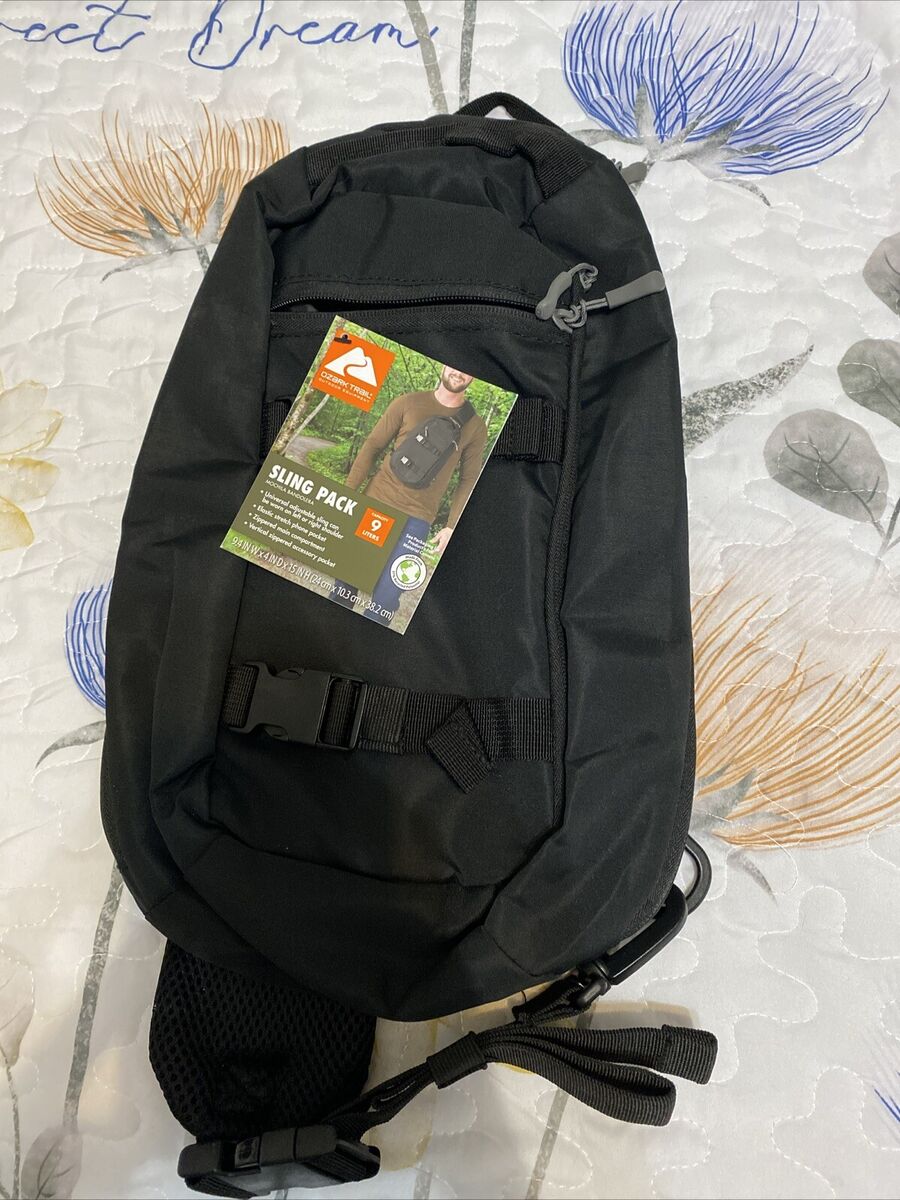 9 L, Black Ozark Trail Sling Pack Polyester Messenger, Cross 9 L, Black Ozark Trail Sling Pack Polyester Messenger, Cross