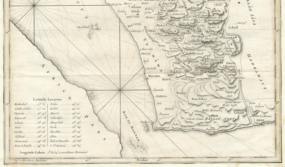 Mapa antiguo "Terrae Yemen maxima Pars seu Imperii Imami" Niebuhr, 1771 Foto 4 de 4