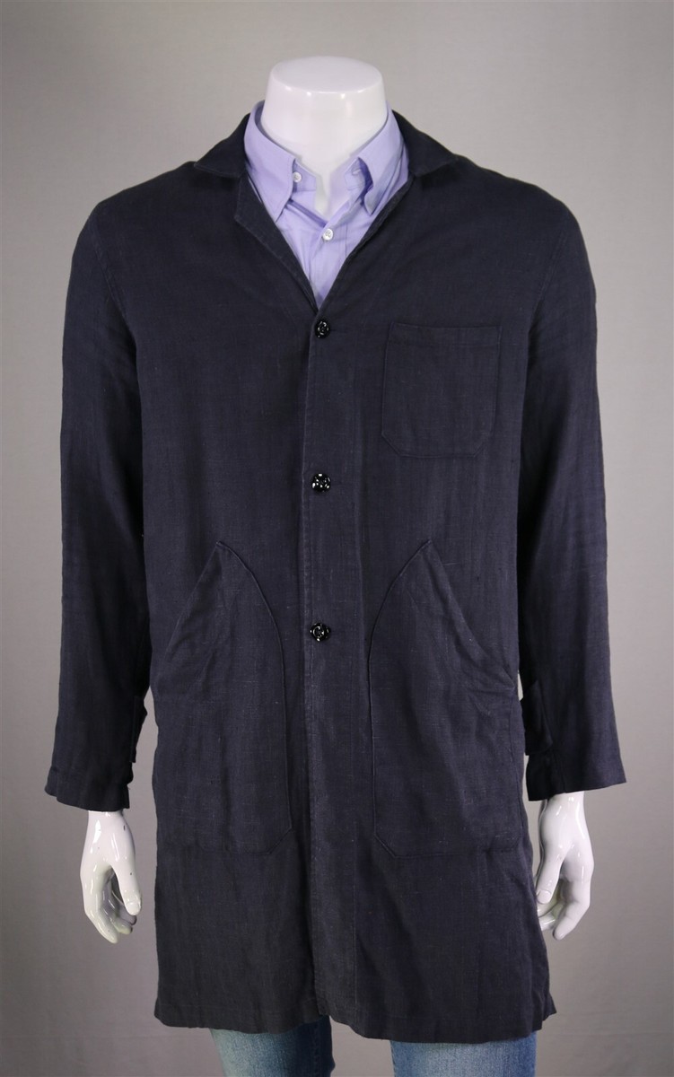 Garment Reproduction of Workers Made in France Navy Blue Linen 