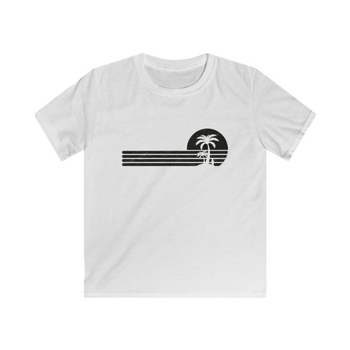 Palm Trees Shirt Kids Palm Tree Surf Stripe Ocean Black Stripes Vintage T-Shirt - Picture 4 of 7
