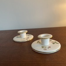 Wedgwood Wild Strawberry Banquet Candlesticks candle holders pair bone china